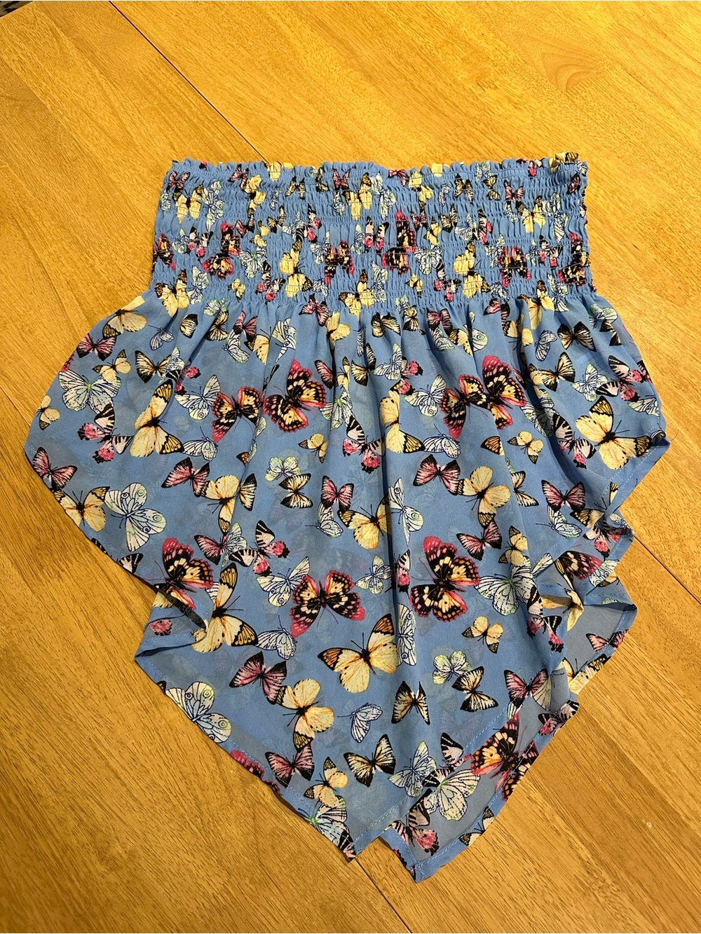 Wild Fable Large Blue Butterfly Print Smocked Hankerchief Tube Top